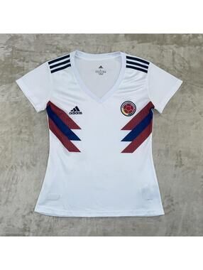 Adidas Colombia Women’s Soccer Jersey Climalite White Futbol Shirt World Cup L